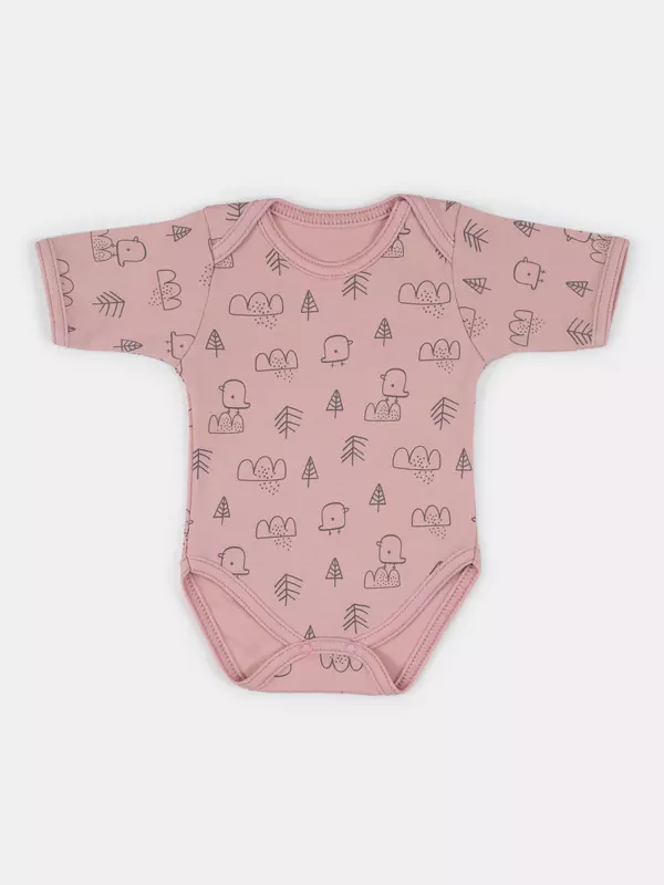 Боди Mowbaby Birds с коротким рукавом (3 шт.) rose арт. 6282